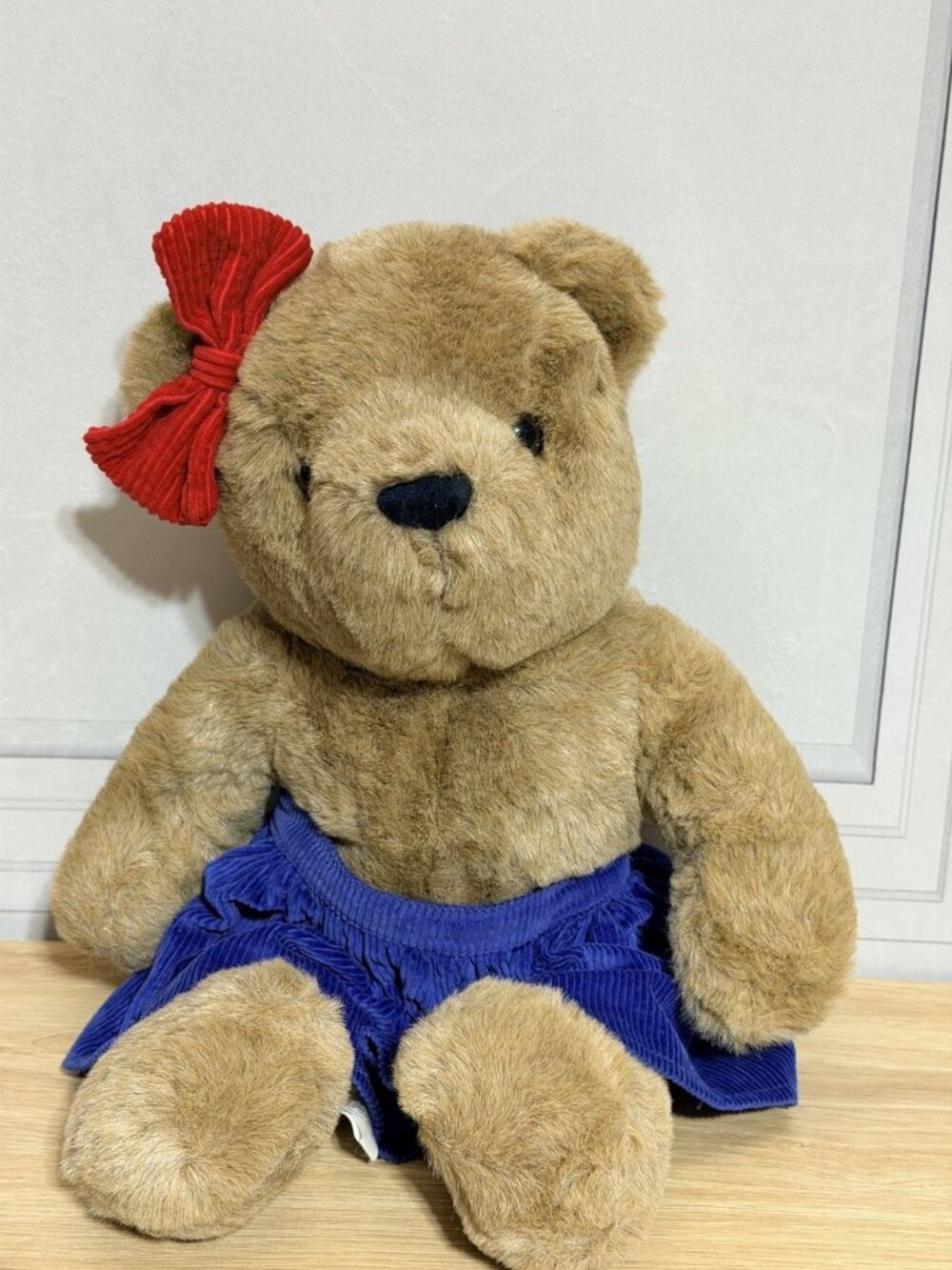 Chosun International Brown Teddy Bear Plush Stuffed Corduroy Skirt & Bow Vintage